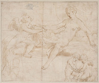 A+ 071
<br/>
Danaë en de gouden regen
<br/>
<em>Correggio, Antonio (Allegri) (1489-1534) - kopie naar</em>